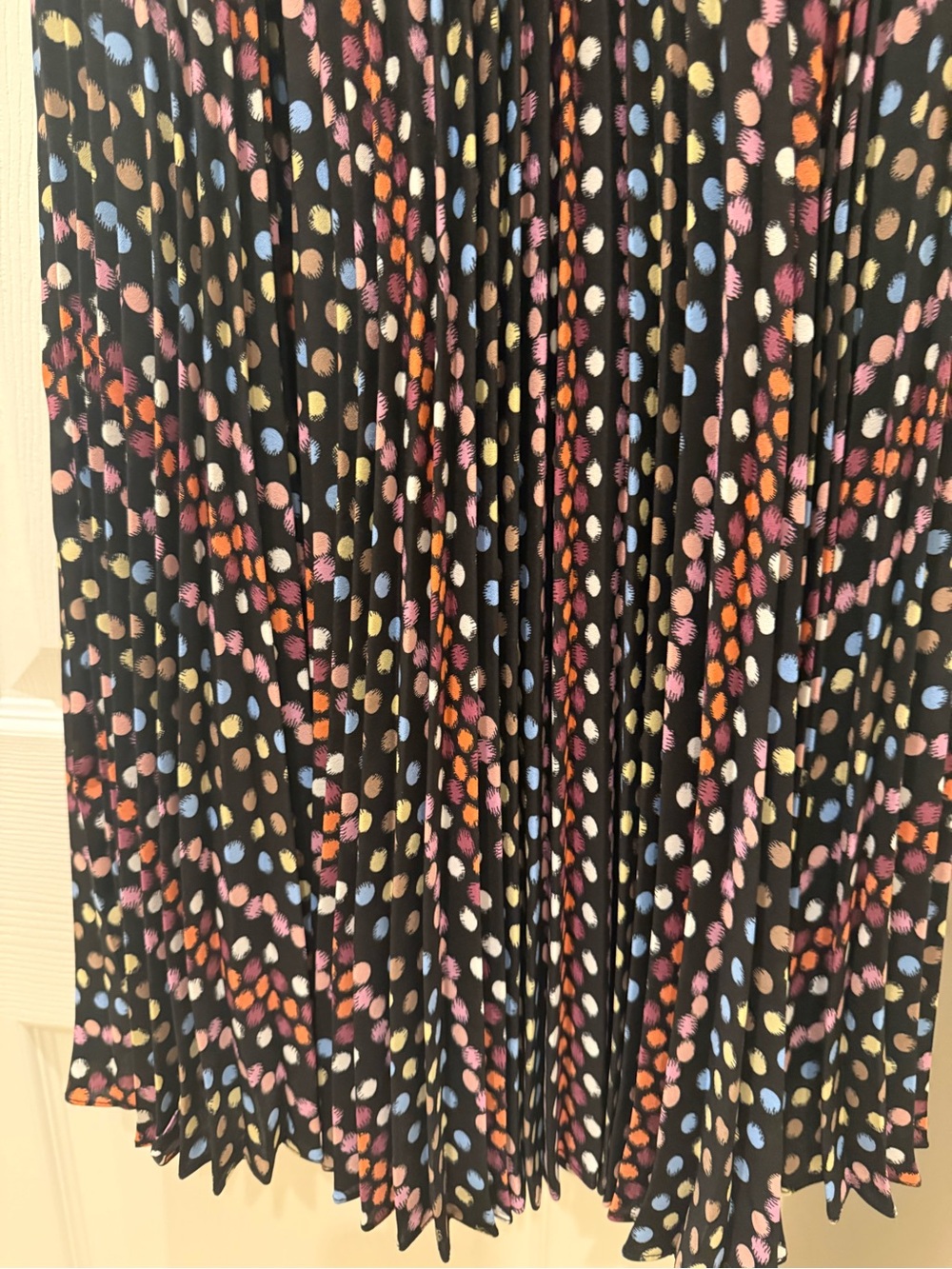 Nanette Lepore Black Pleated Skirt with Multicolor Dot Print